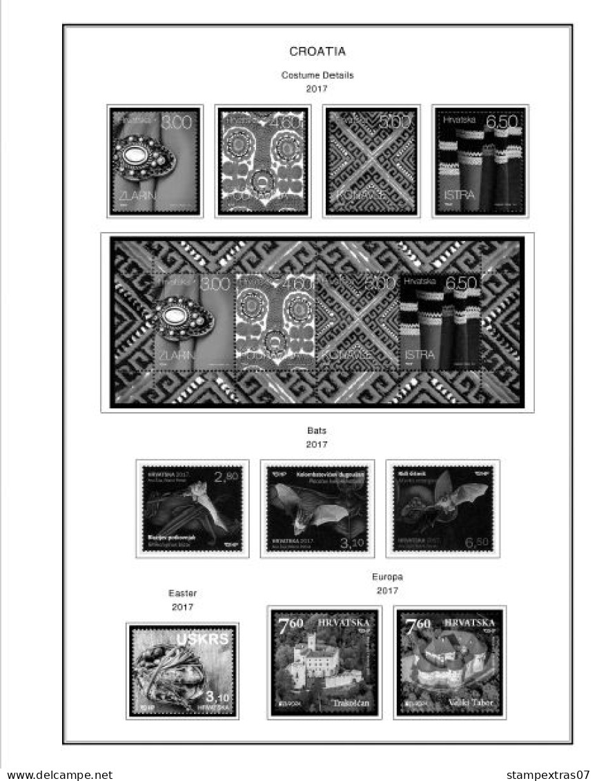 CROATIA 1991-2010 + 2011-2020 STAMP ALBUM PAGES (181 b&w illustrated pages)