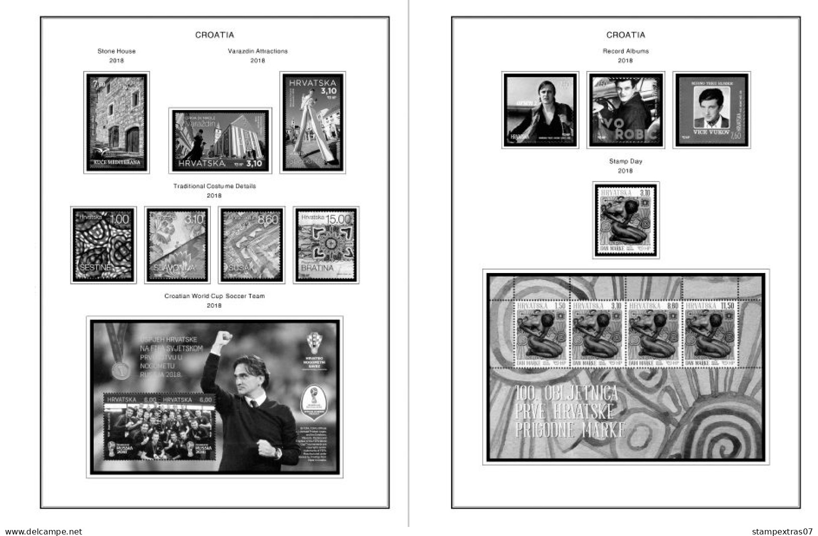 CROATIA 1991-2010 + 2011-2020 STAMP ALBUM PAGES (181 b&w illustrated pages)