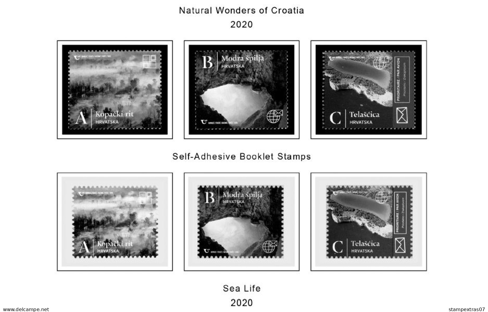 CROATIA 1991-2010 + 2011-2020 STAMP ALBUM PAGES (181 b&w illustrated pages)