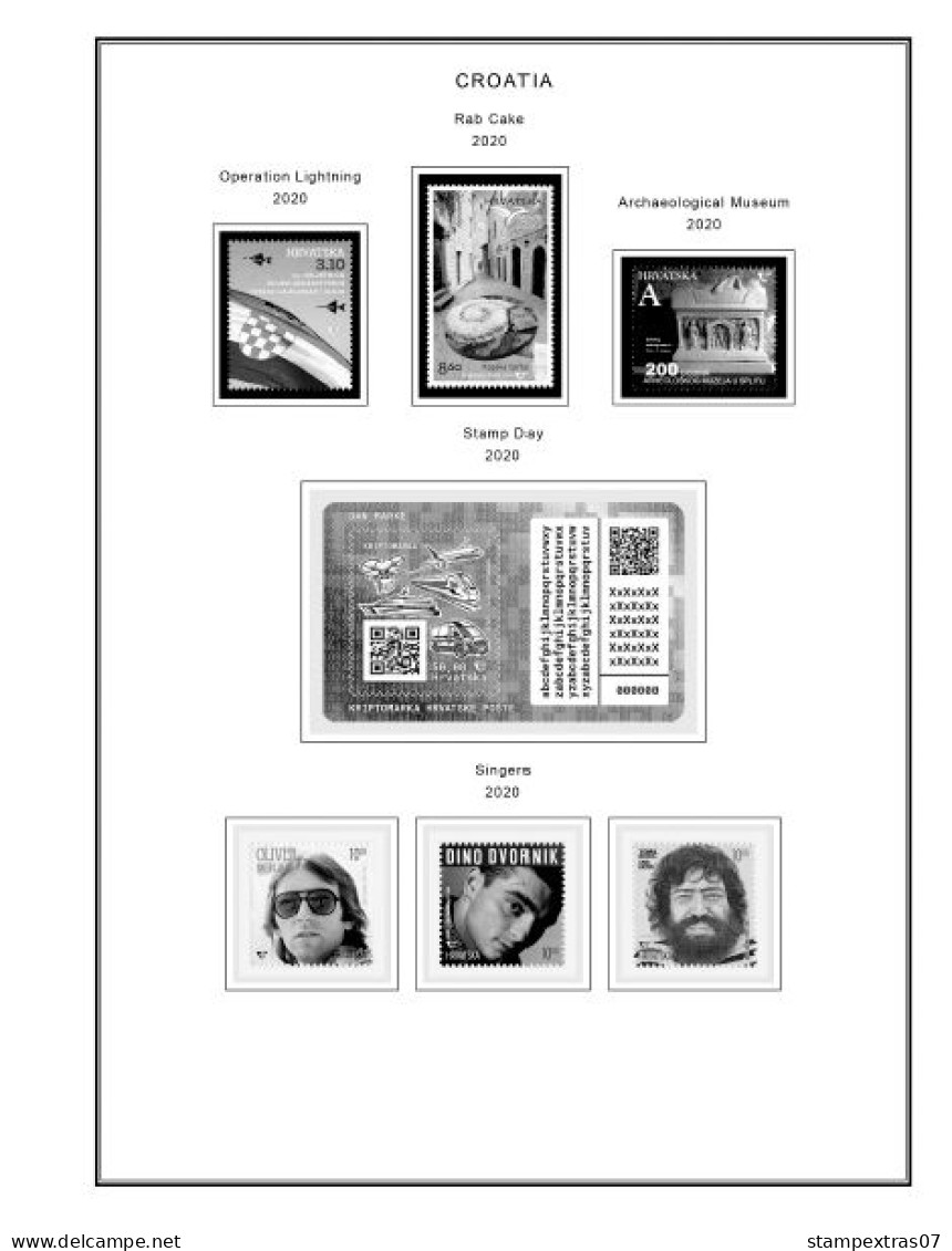 CROATIA 1991-2010 + 2011-2020 STAMP ALBUM PAGES (181 b&w illustrated pages)