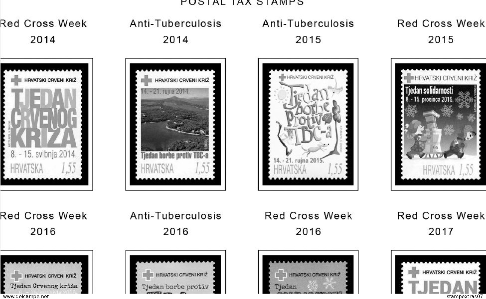 CROATIA 1991-2010 + 2011-2020 STAMP ALBUM PAGES (181 b&w illustrated pages)