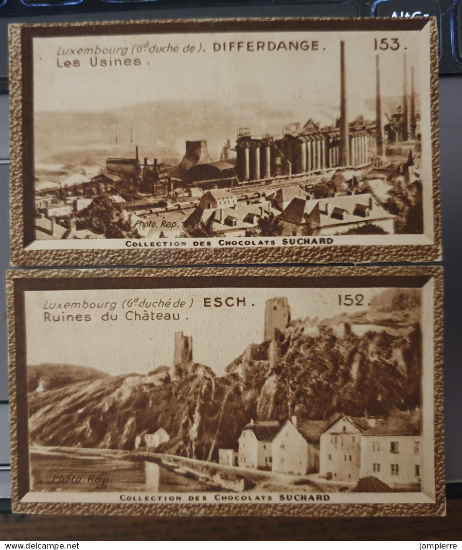 Chromos Luxembourg - Chocolats Suchard - 152 & 153 - Esch, Ruines Du Château & Differdange, Les Usines - Suchard