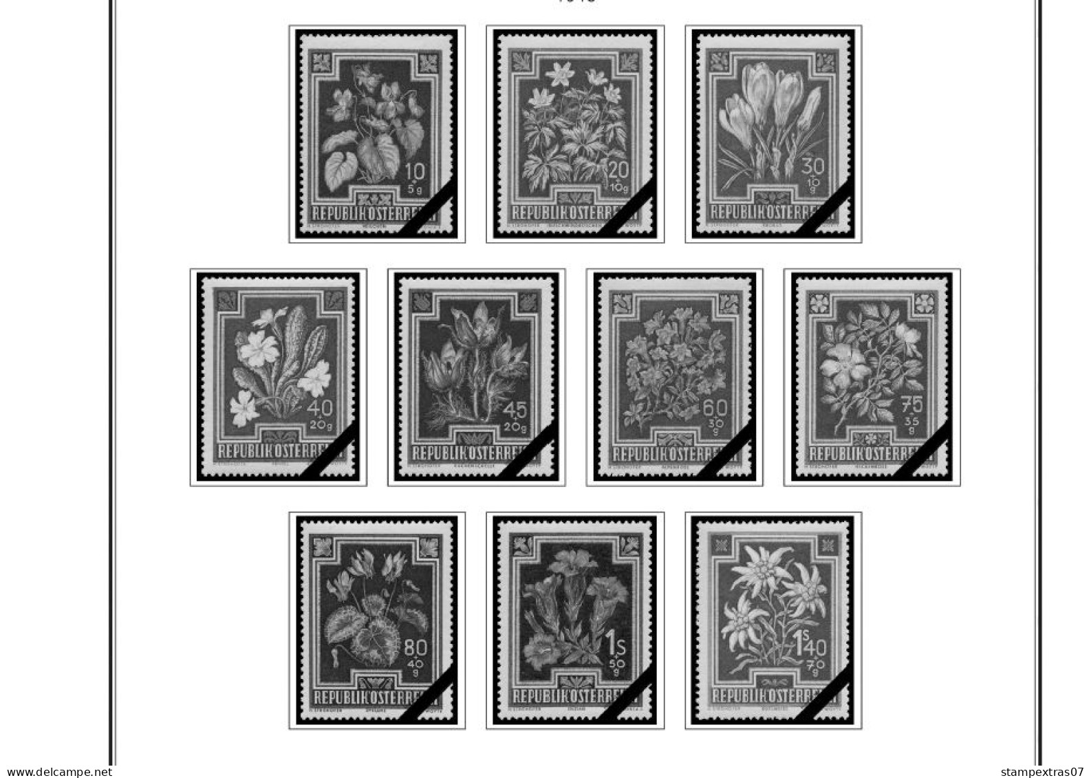 AUSTRIA 1850-2010 + 2011-2020 STAMP ALBUM PAGES (417 b&w illustrated pages)