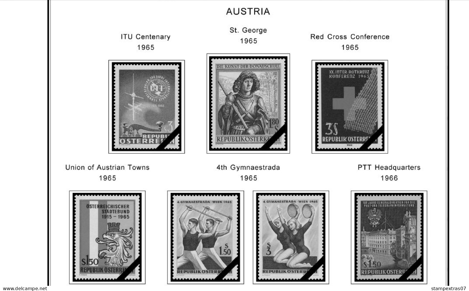 AUSTRIA 1850-2010 + 2011-2020 STAMP ALBUM PAGES (417 b&w illustrated pages)