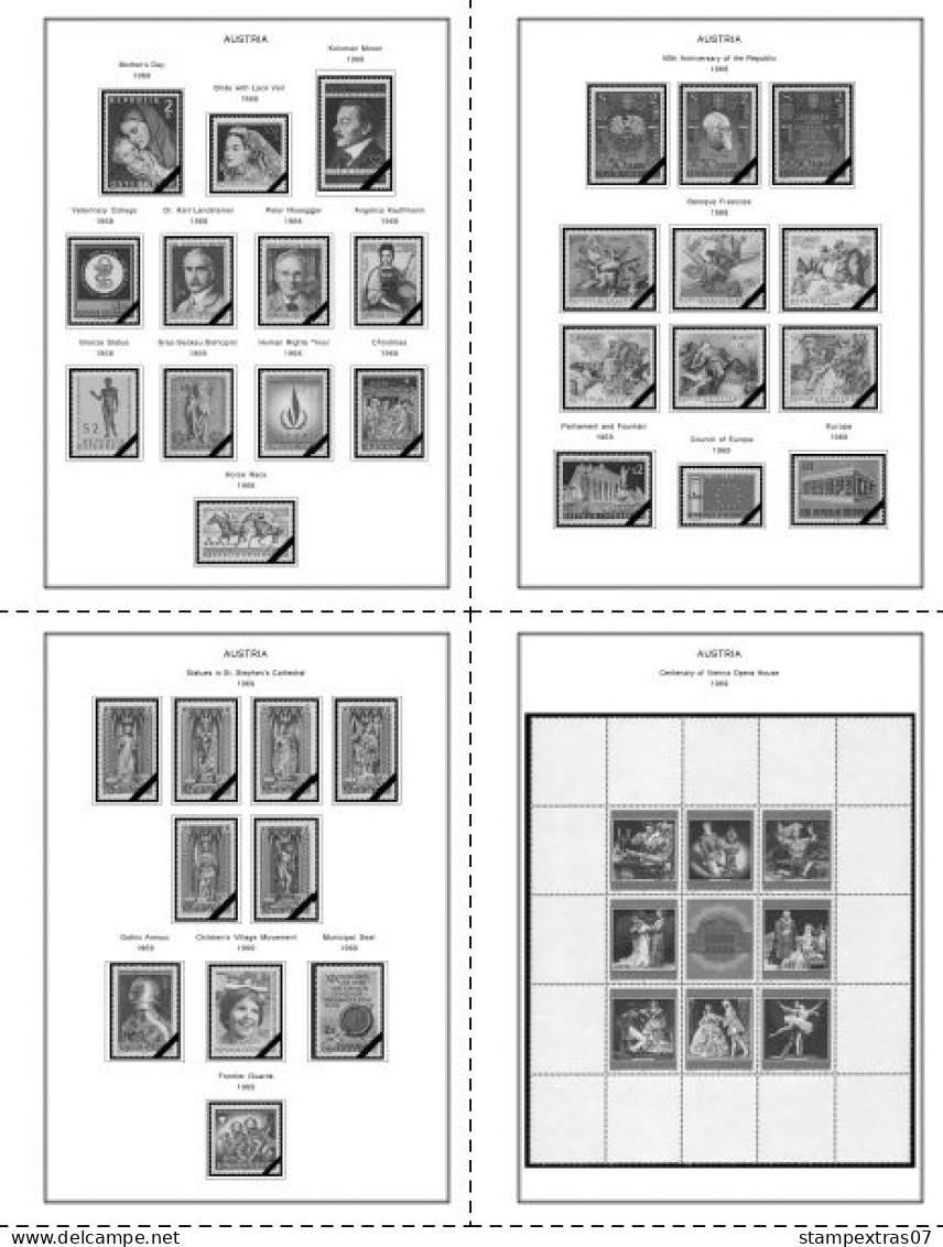 AUSTRIA 1850-2010 + 2011-2020 STAMP ALBUM PAGES (417 b&w illustrated pages)