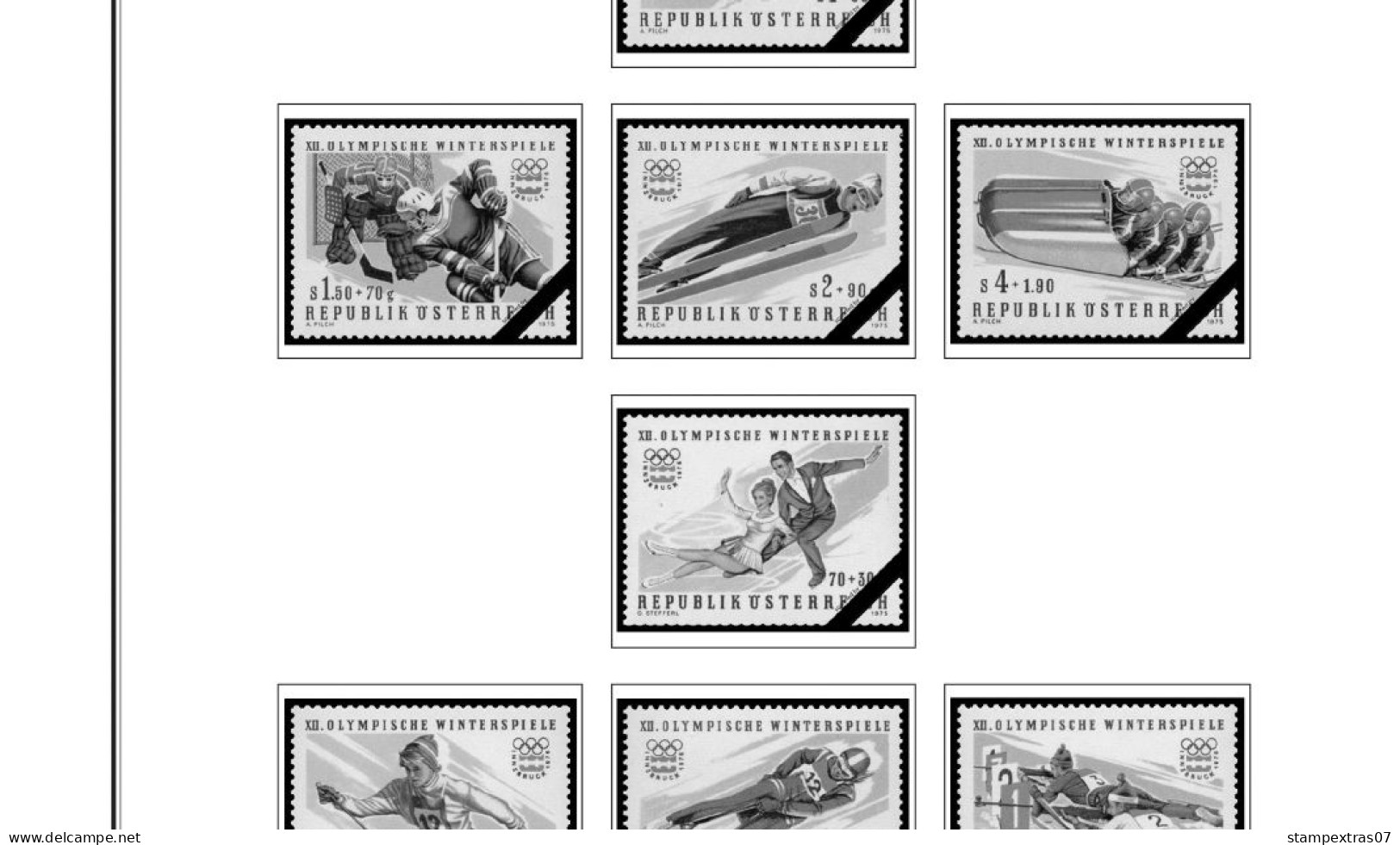 AUSTRIA 1850-2010 + 2011-2020 STAMP ALBUM PAGES (417 b&w illustrated pages)