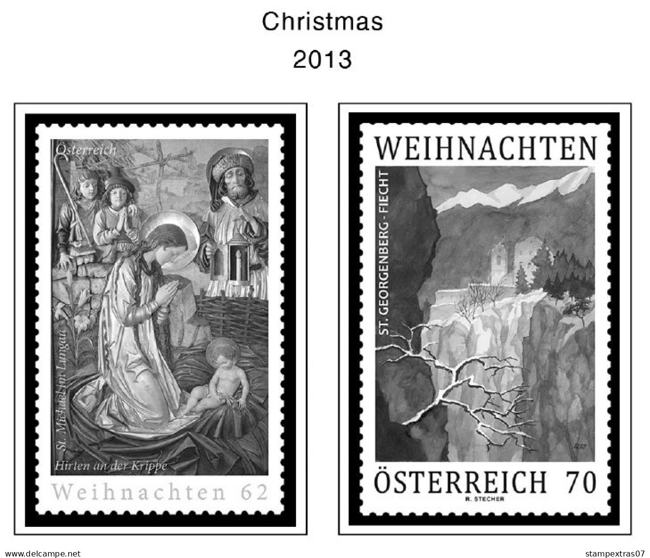 AUSTRIA 1850-2010 + 2011-2020 STAMP ALBUM PAGES (417 b&w illustrated pages)