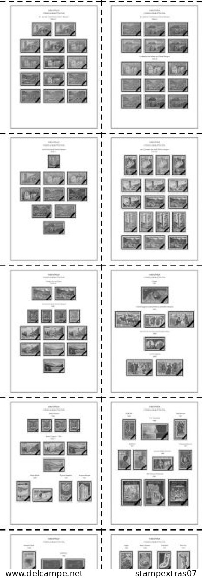 ANDORRA [FR. + SP.] 1875-2020 STAMP ALBUM PAGES (166 B&w Illustrated Pages) - English