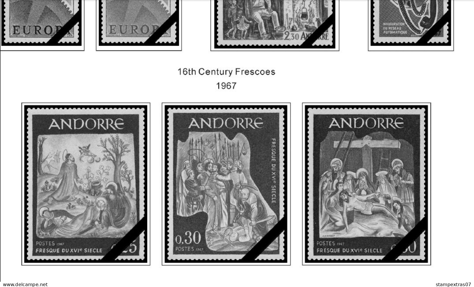 ANDORRA [FR. + SP.] 1875-2020 STAMP ALBUM PAGES (166 B&w Illustrated Pages) - Anglais