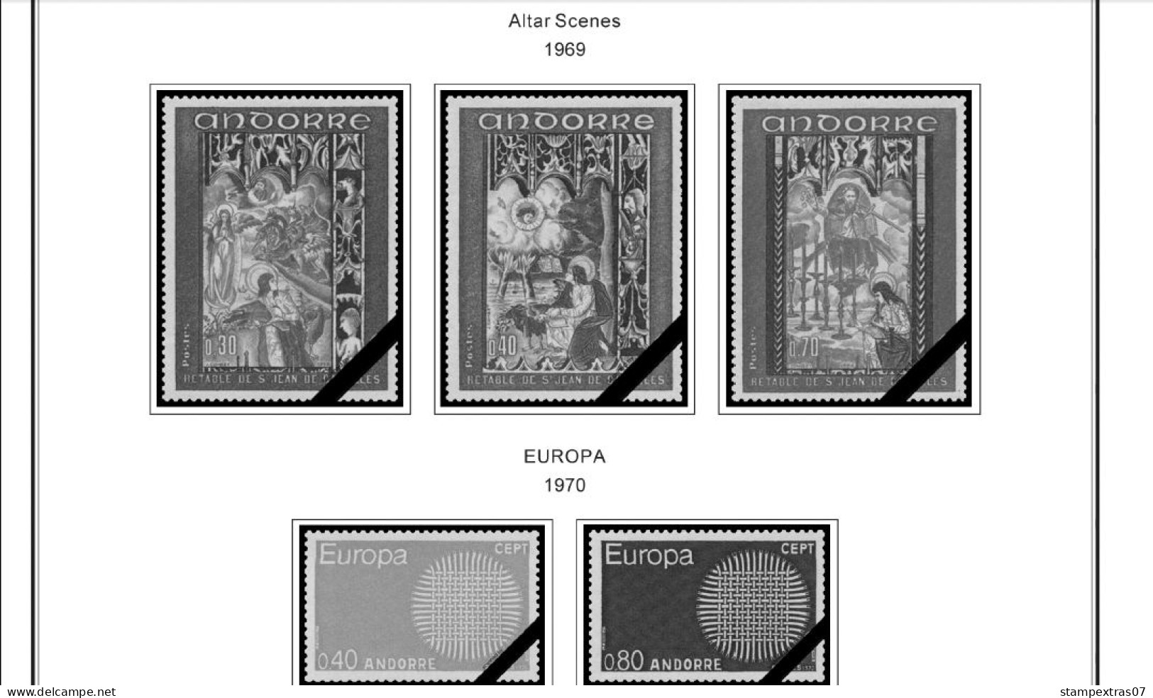 ANDORRA [FR. + SP.] 1875-2020 STAMP ALBUM PAGES (166 b&w illustrated pages)