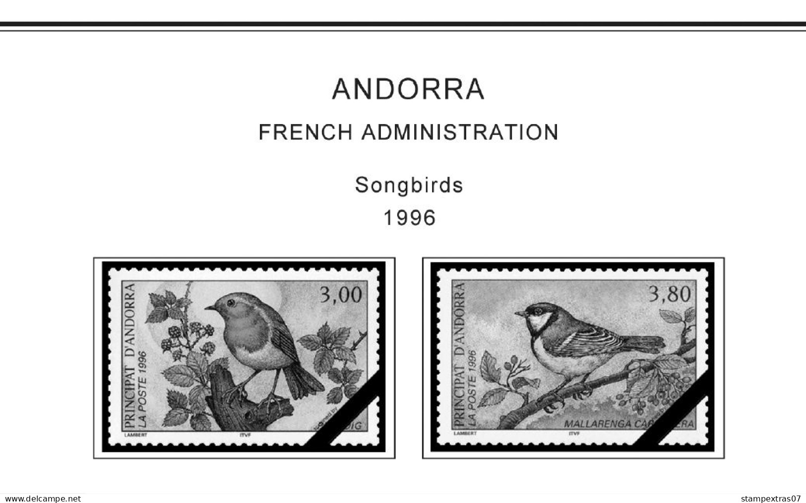 ANDORRA [FR. + SP.] 1875-2020 STAMP ALBUM PAGES (166 b&w illustrated pages)