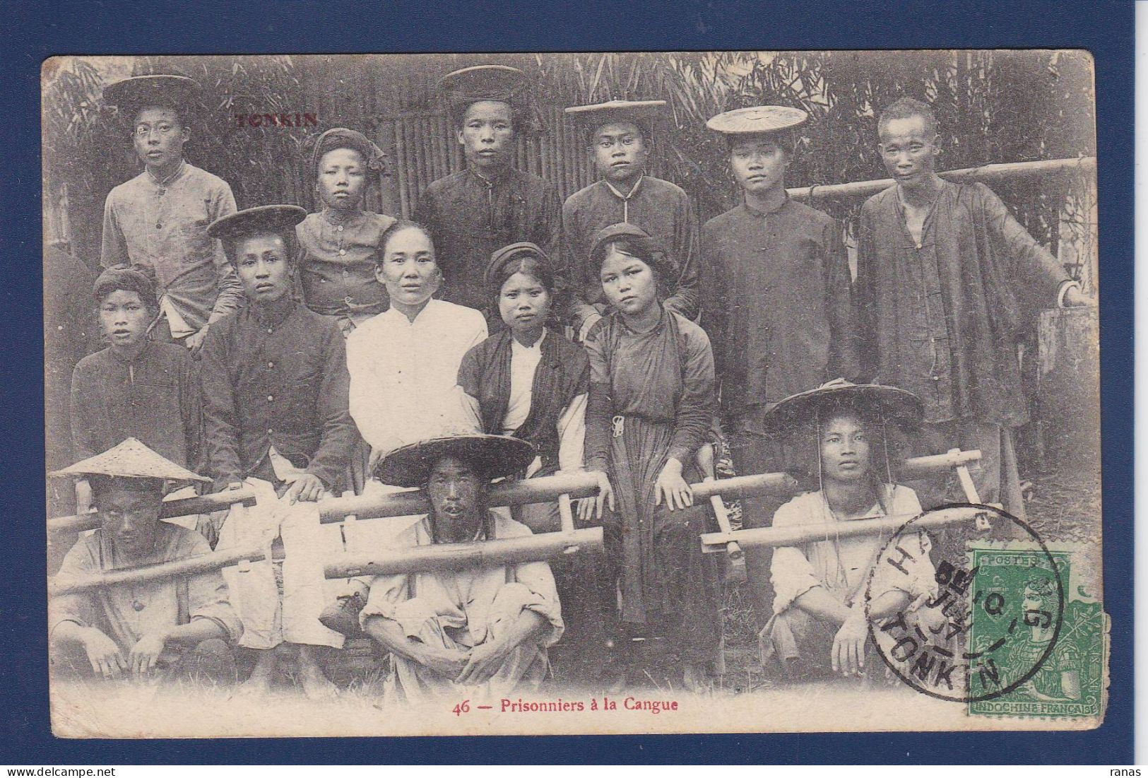 CPA Tonkin Prisonniers à La Cangue Circulé - Vietnam