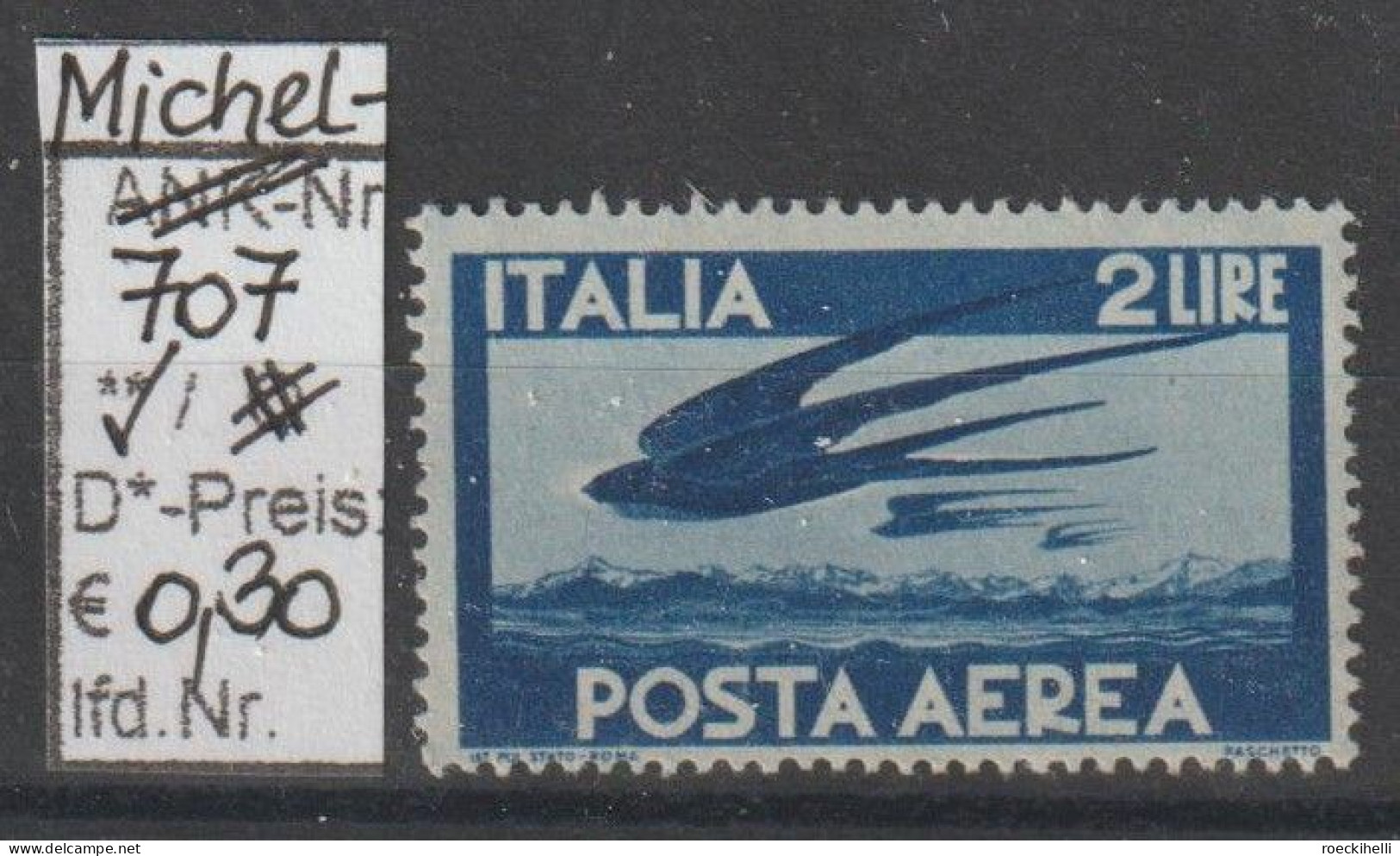 1945 - ITALIEN - SM (Flugpost) "Rauchschwalben" 2 L Dkl'blau - ** Postfrisch - S.Scan (it 707A) - Poste Aérienne