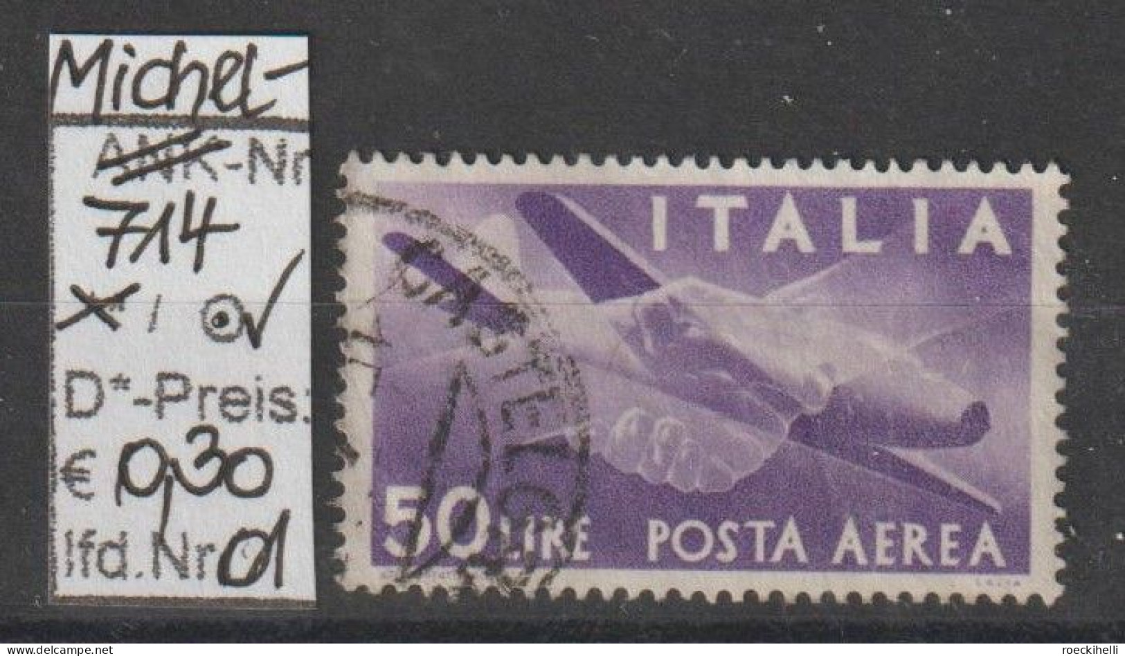 1945 - ITALIEN - SM (Flugpost) "Flugzeug Caproni.." 50 L Violett - O  Gestempelt - S.Scan (it 714Ao 01-04) - Airmail