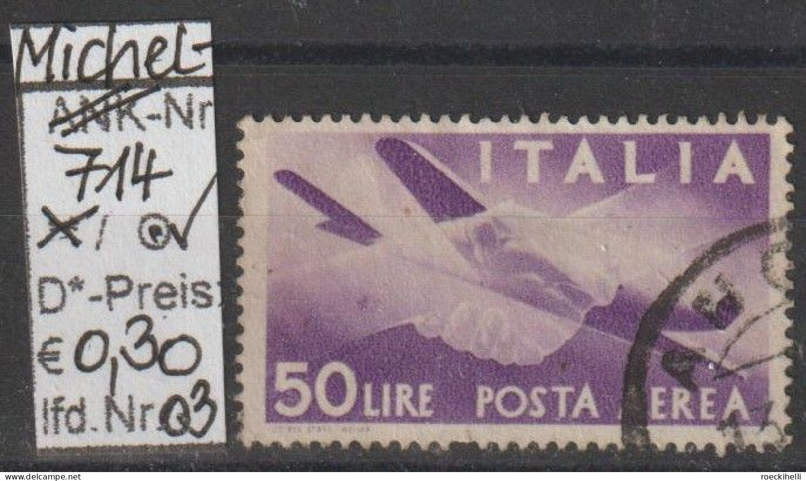 1945 - ITALIEN - SM (Flugpost) "Flugzeug Caproni.." 50 L Violett - O  Gestempelt - S.Scan (it 714Ao 01-04) - Posta Aerea