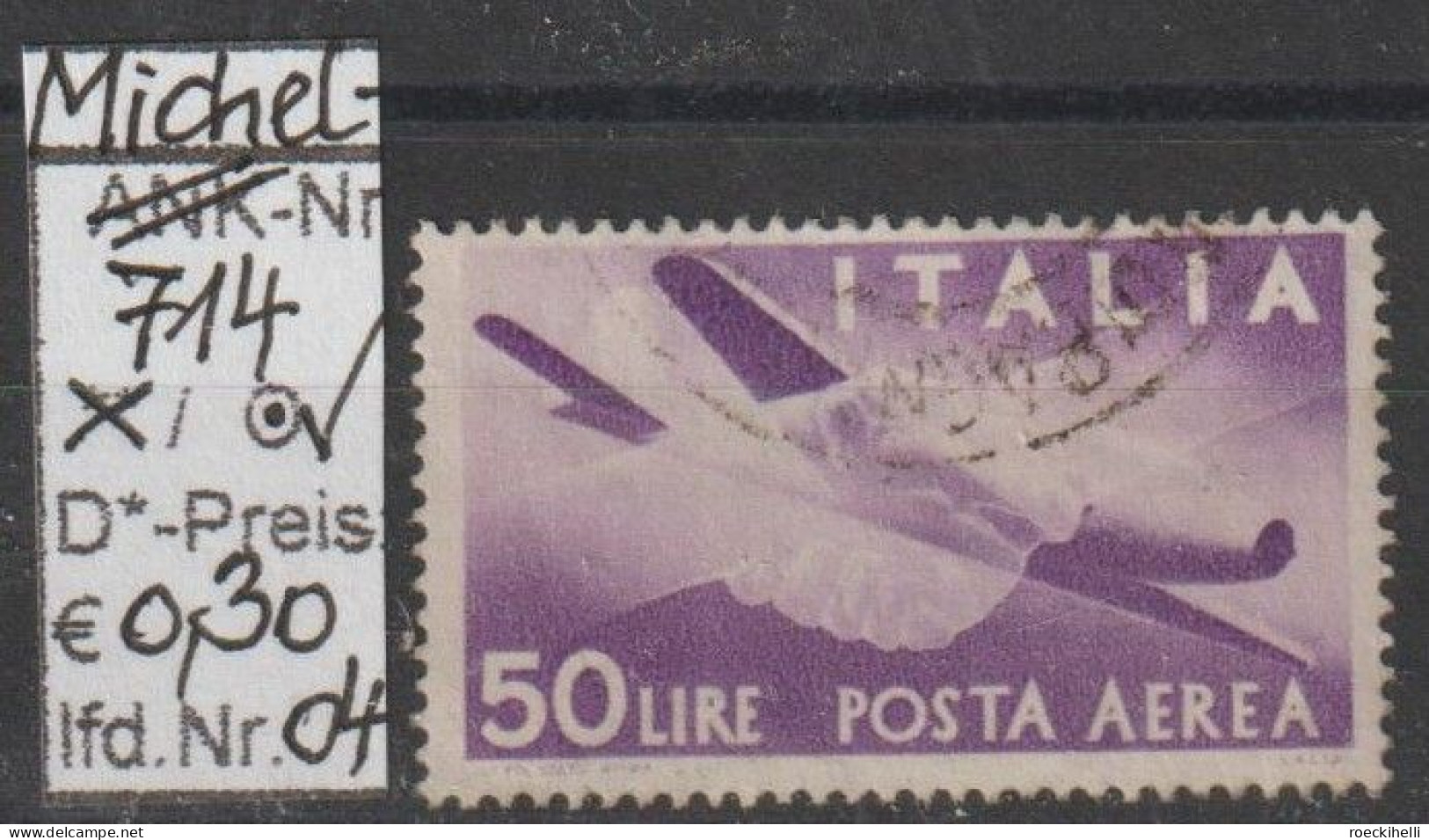 1945 - ITALIEN - SM (Flugpost) "Flugzeug Caproni.." 50 L Violett - O  Gestempelt - S.Scan (it 714Ao 01-04) - Poste Aérienne