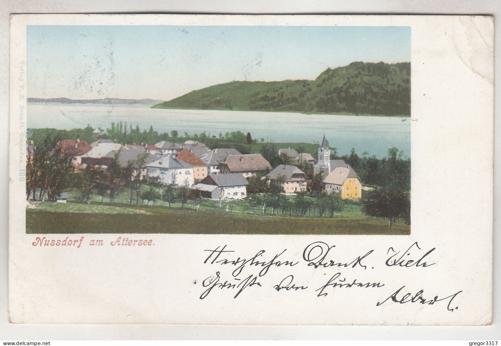 C6858) NUSSDORF Am ATTERSEE - Kirche Häuser Chromlitho 1900 - Attersee-Orte