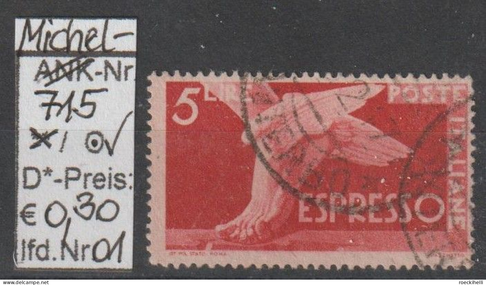 1945 - ITALIEN - SM (Eil) "Geflügl. Fuß" 5 L Karminrosa - O  Gestempelt - S.Scan (it 715Ao 01-03) - Posta Espresso