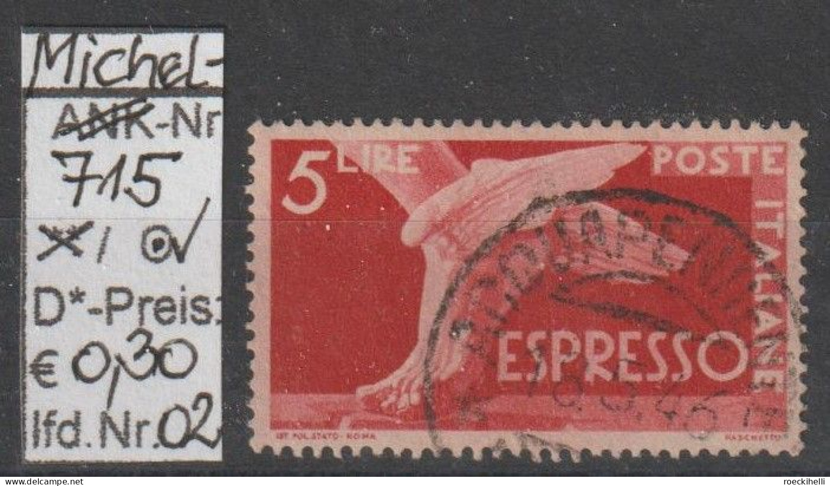 1945 - ITALIEN - SM (Eil) "Geflügl. Fuß" 5 L Karminrosa - O  Gestempelt - S.Scan (it 715Ao 01-03) - Poste Exprèsse