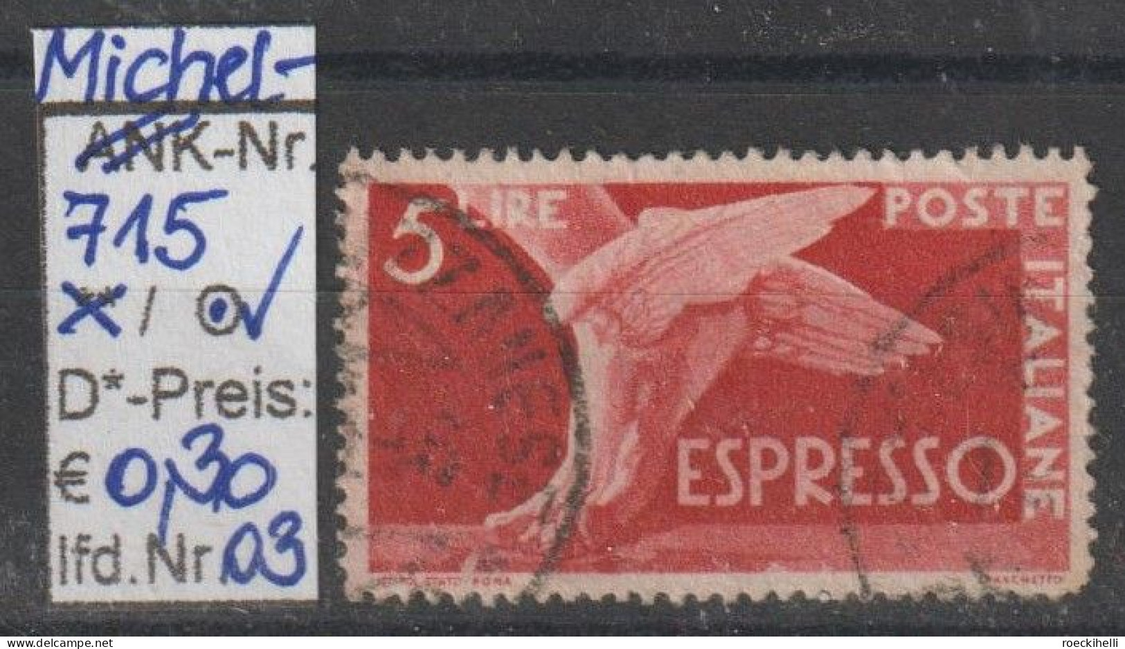 1945 - ITALIEN - SM (Eil) "Geflügl. Fuß" 5 L Karminrosa - O  Gestempelt - S.Scan (it 715Ao 01-03) - Posta Espresso