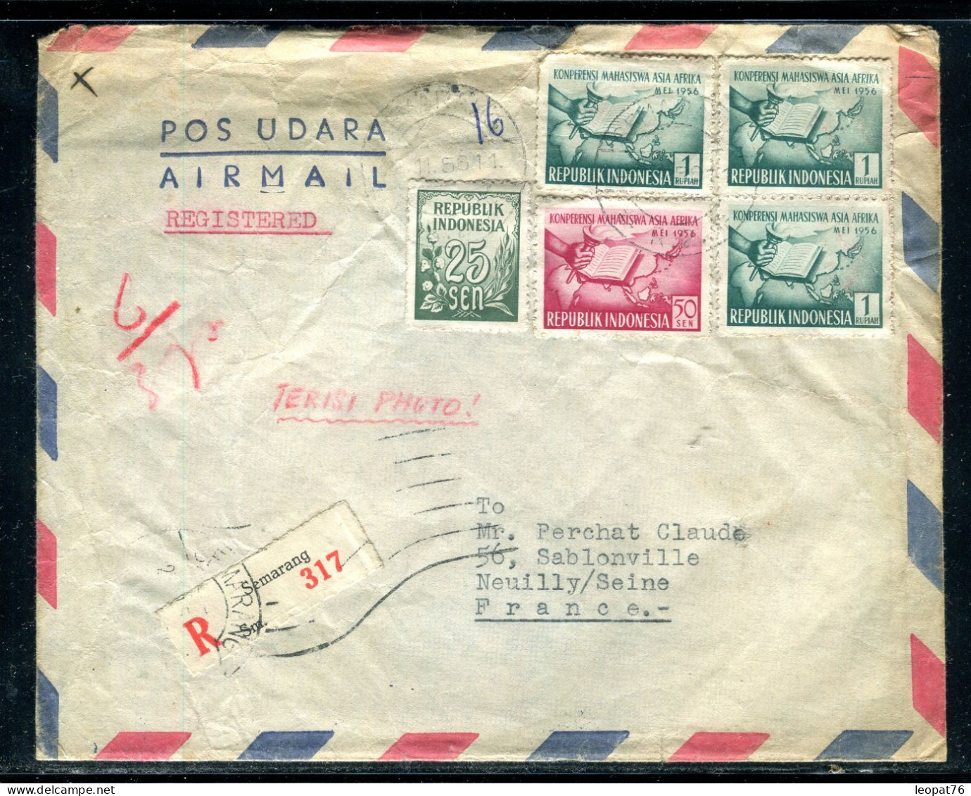 Indonésie - Enveloppe En Recommandé De Semarang Pour La France En 1956 - Référence A 2 - Indonesia