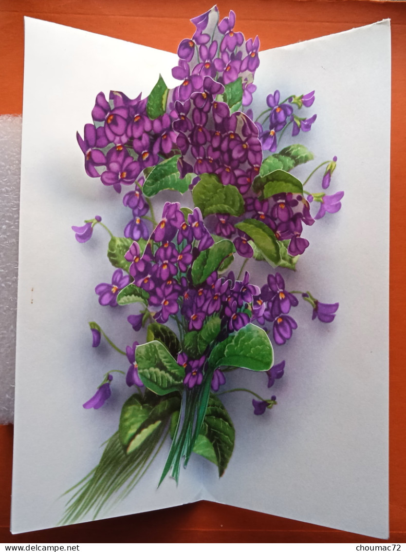 046, Carte à Système Pop-up, Bouquet De Fleurs Violettes, ESP Paris 1191/5 - A Systèmes