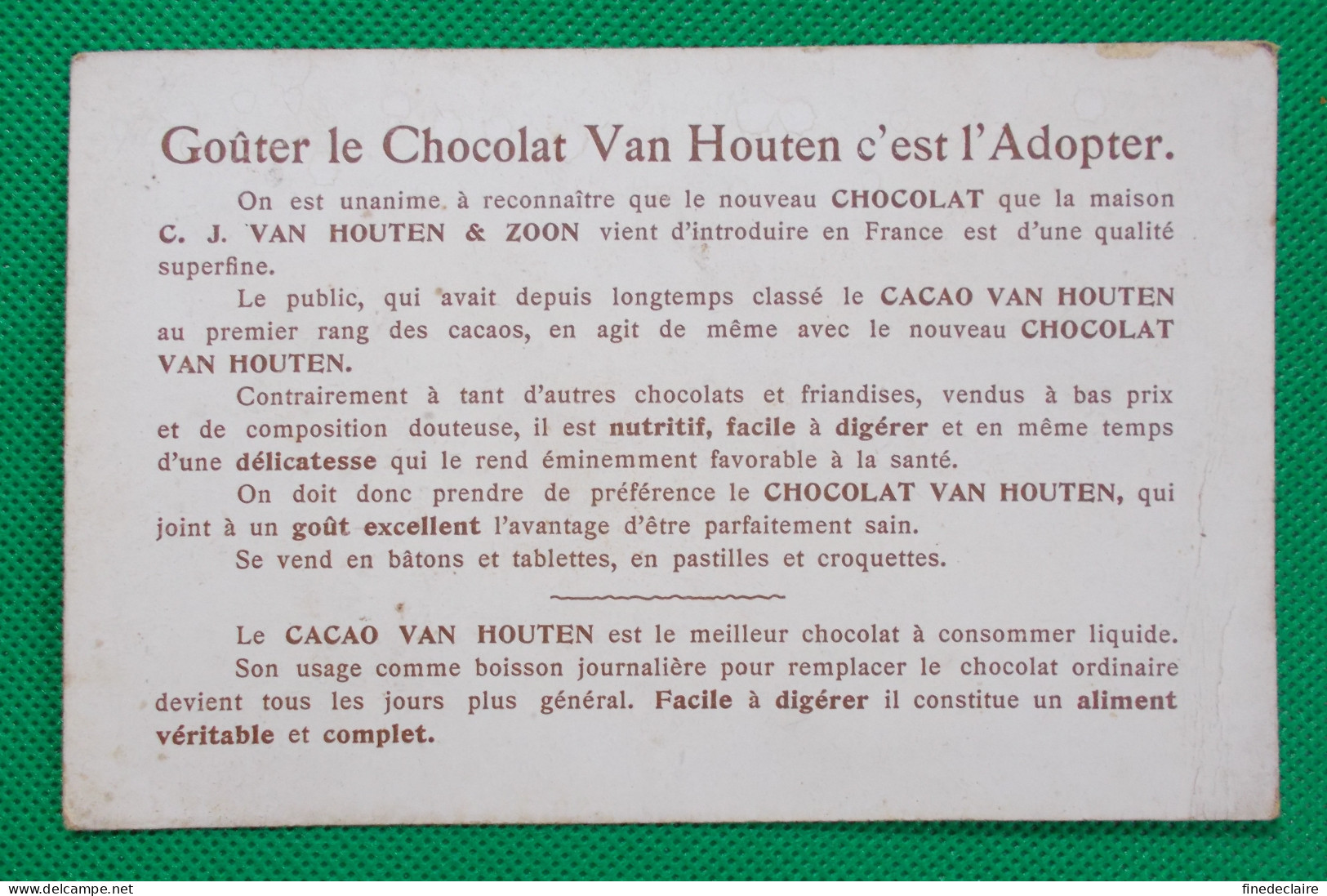 Chromo - Cacao Et Chocolat Van Houten - (Chasseur) - Van Houten