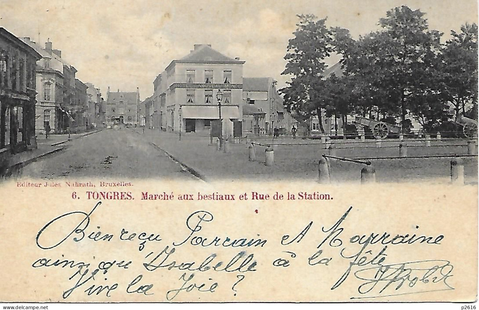 BELGIQUE -  1909 -  TONGRES -  MARCHE AUX BESTIAUX ET RUE DE LA STATION - Tongeren