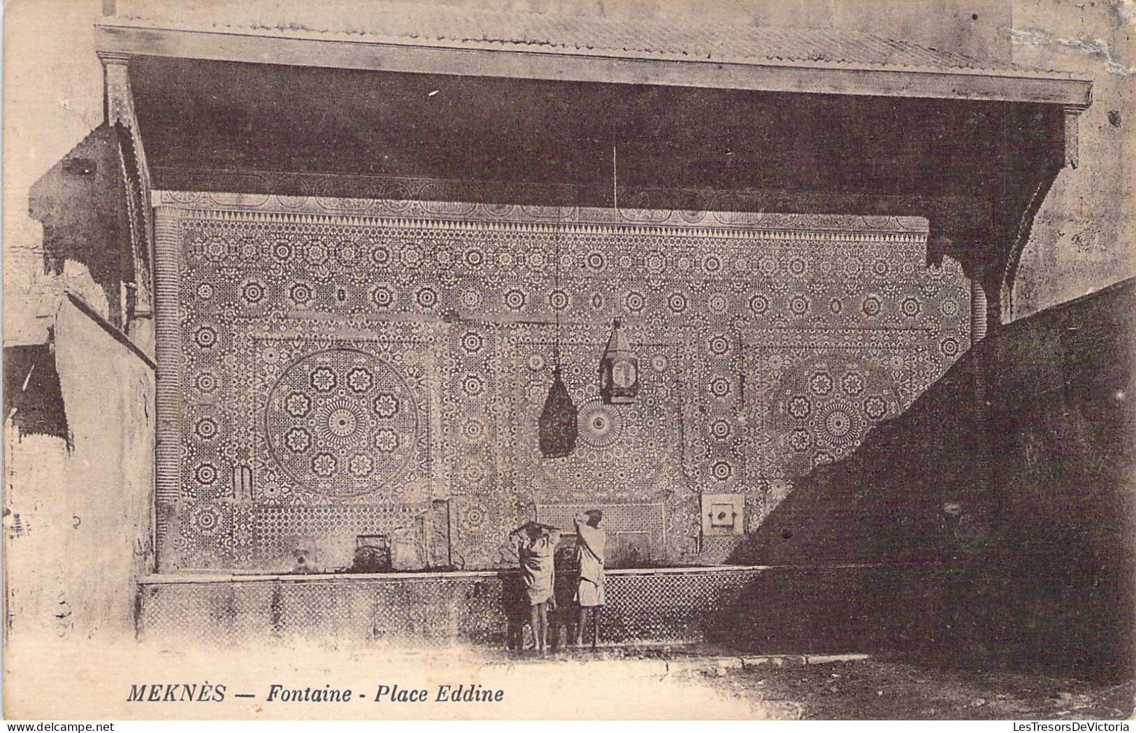 MAROC - MEKNES - Fontaine - Place Eddine - Carte Postale Ancienne - Meknès