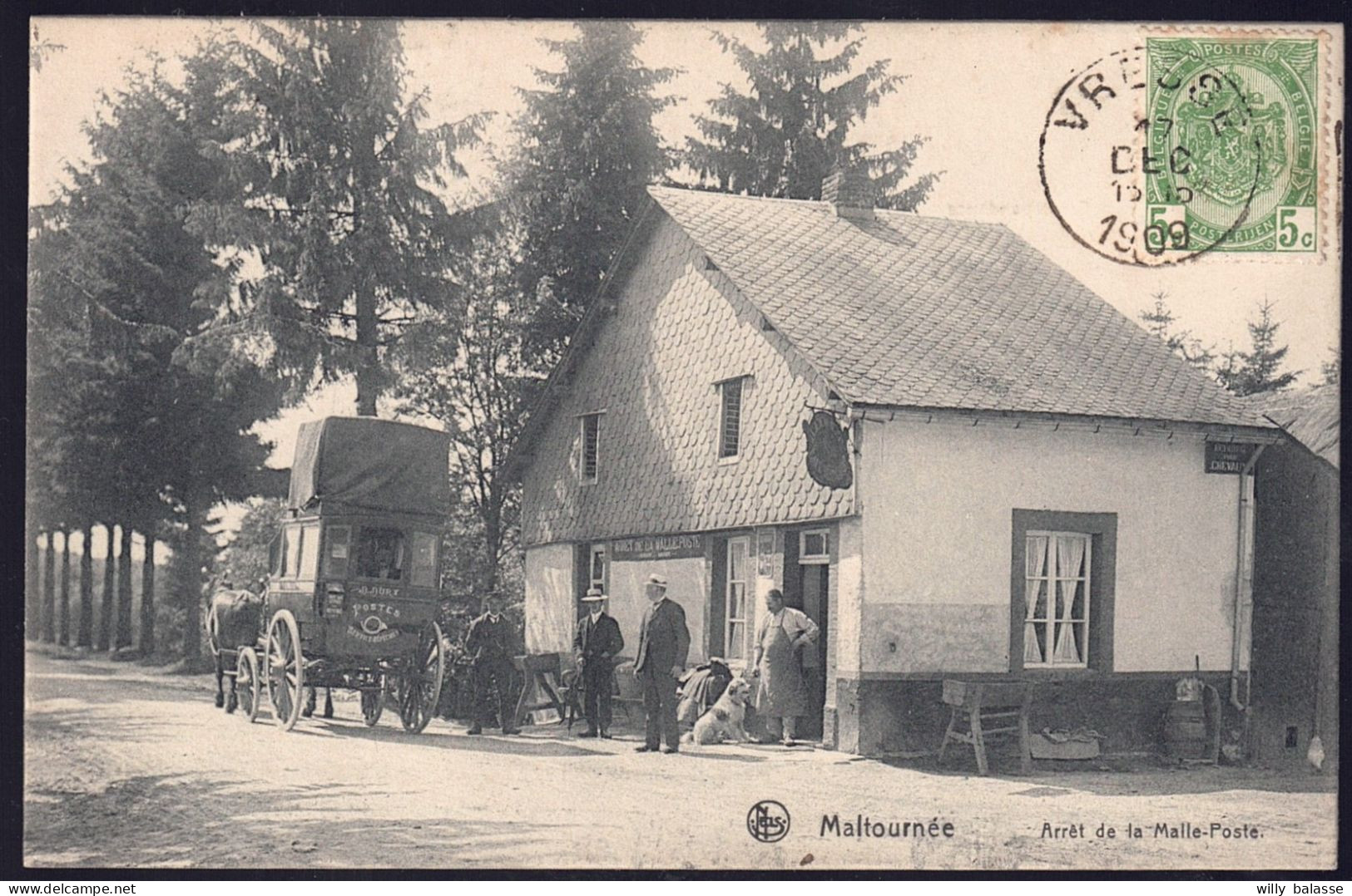 +++ CPA - MALTOURNEE - Bièvre - Cachet Vresse 1909 - Arrêt De La Malle Poste - RR !  // - Bièvre