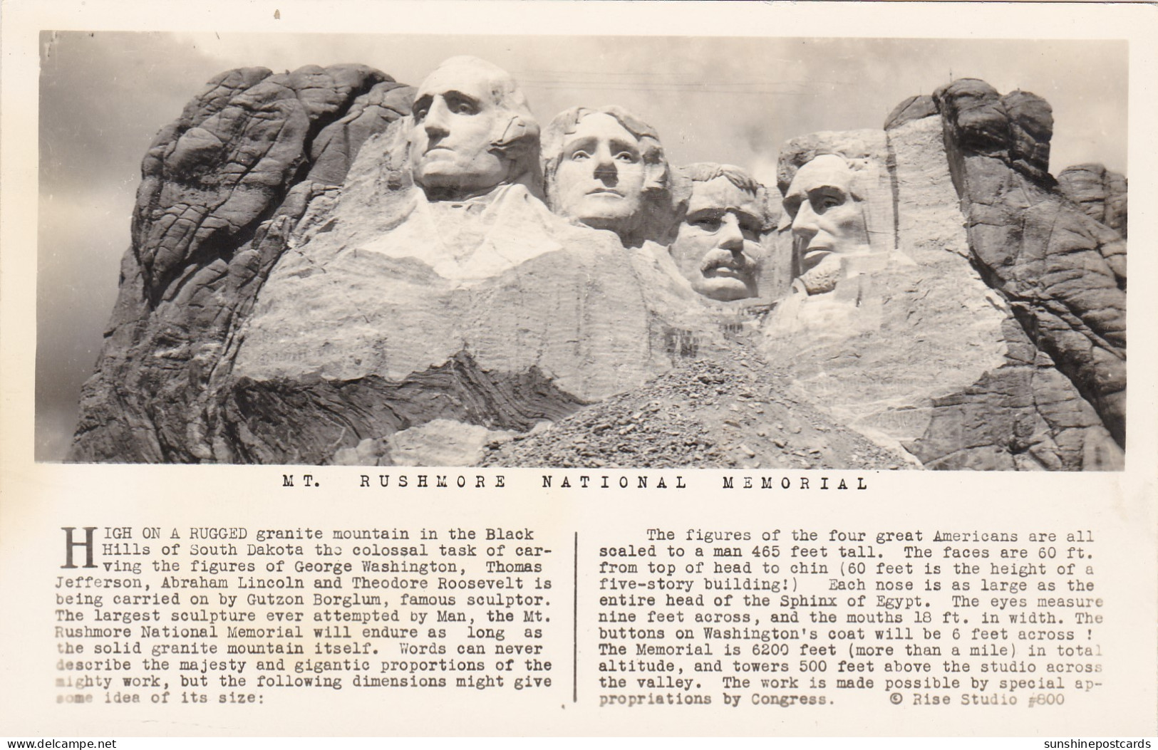 South Dakota Black Hills Mount Rushmore National Memorial Real Photo - Altri & Non Classificati