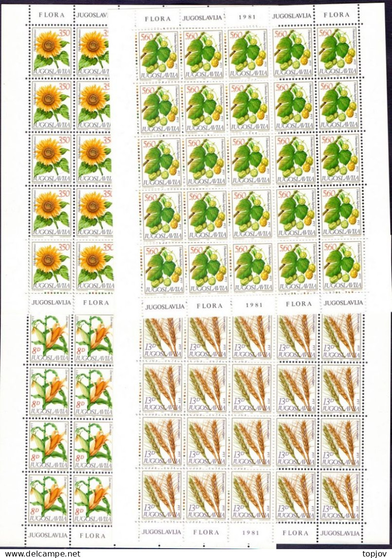 JUGOSLAVIA - FLOWERS - HOPS, SUNFLOWER, CORN, WHEAT - **MNH - 1981 - Agriculture