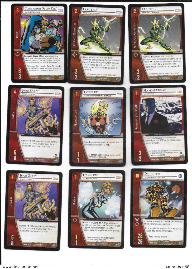 98 cartas de Marvel y DC Comics (2004 y 2006)