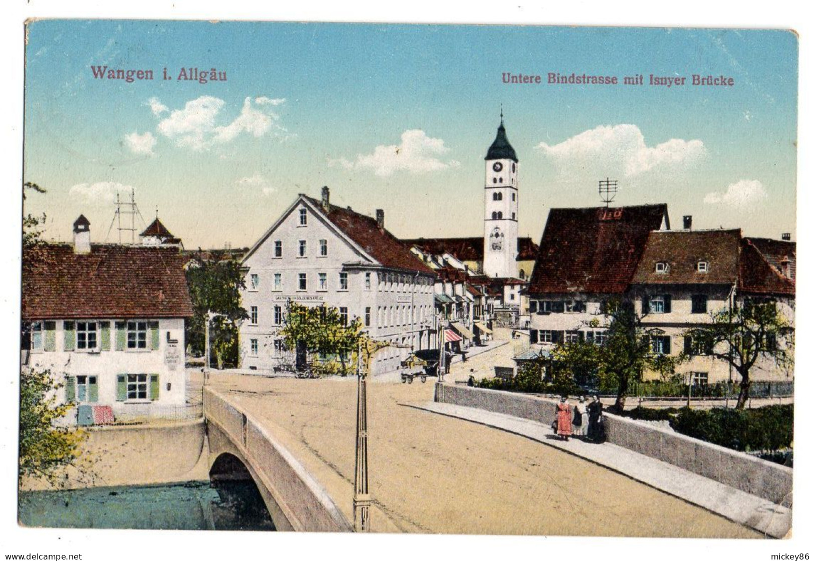 Allemagne --WANGEN I Allgau --1914--Untere Bindstrasse MitIsnyer Brucke ( Petite  Animation) - Wangen I. Allg.