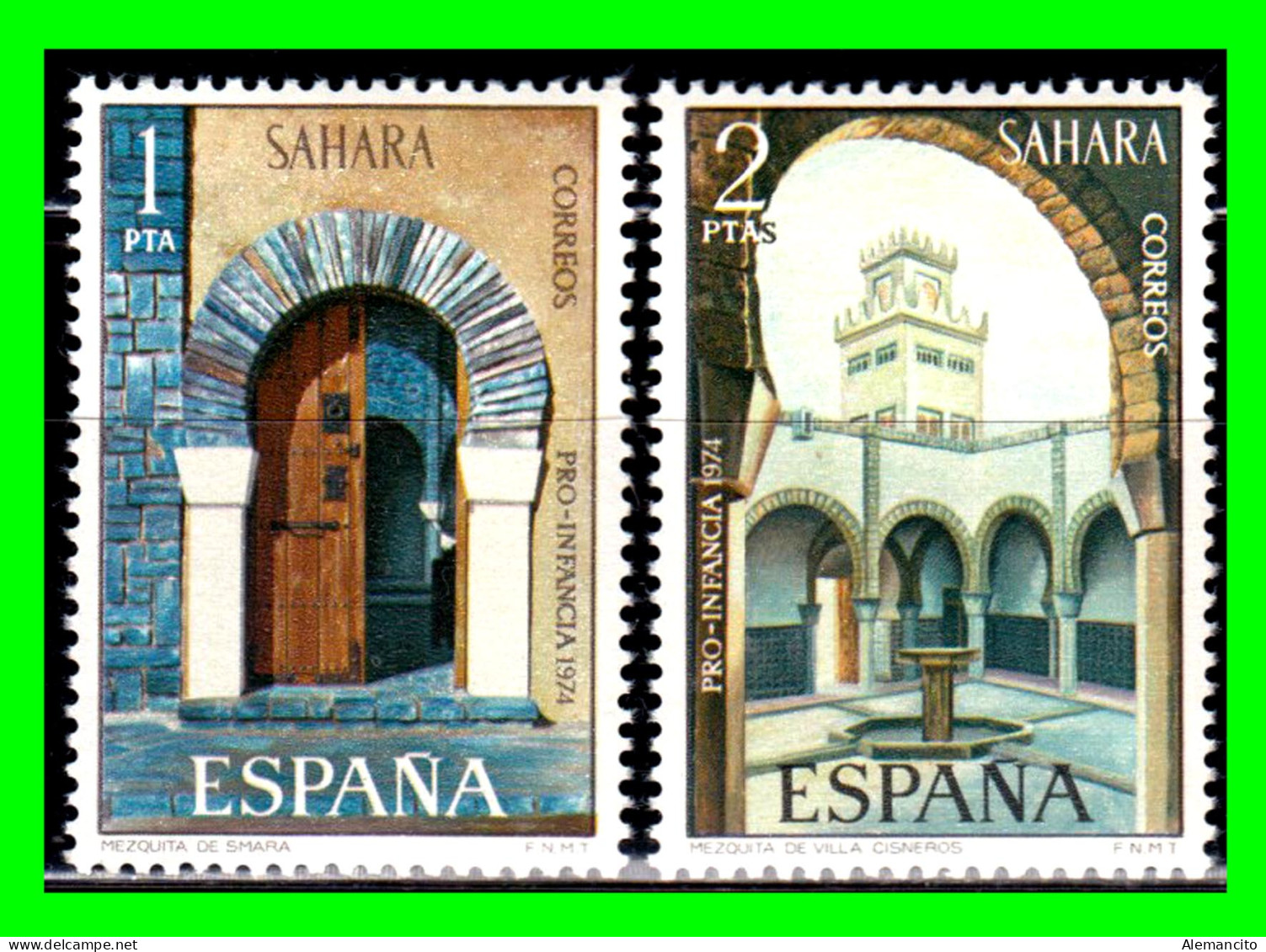 ESPAÑA COLONIAS ESPAÑOLAS ( SAHARA ESPAÑOL AFRICA ) SERIE DE SELLOS AÑO 1974 - PRO INFANCIA MEZQUITAS - NUEVOS - - Sahara Español