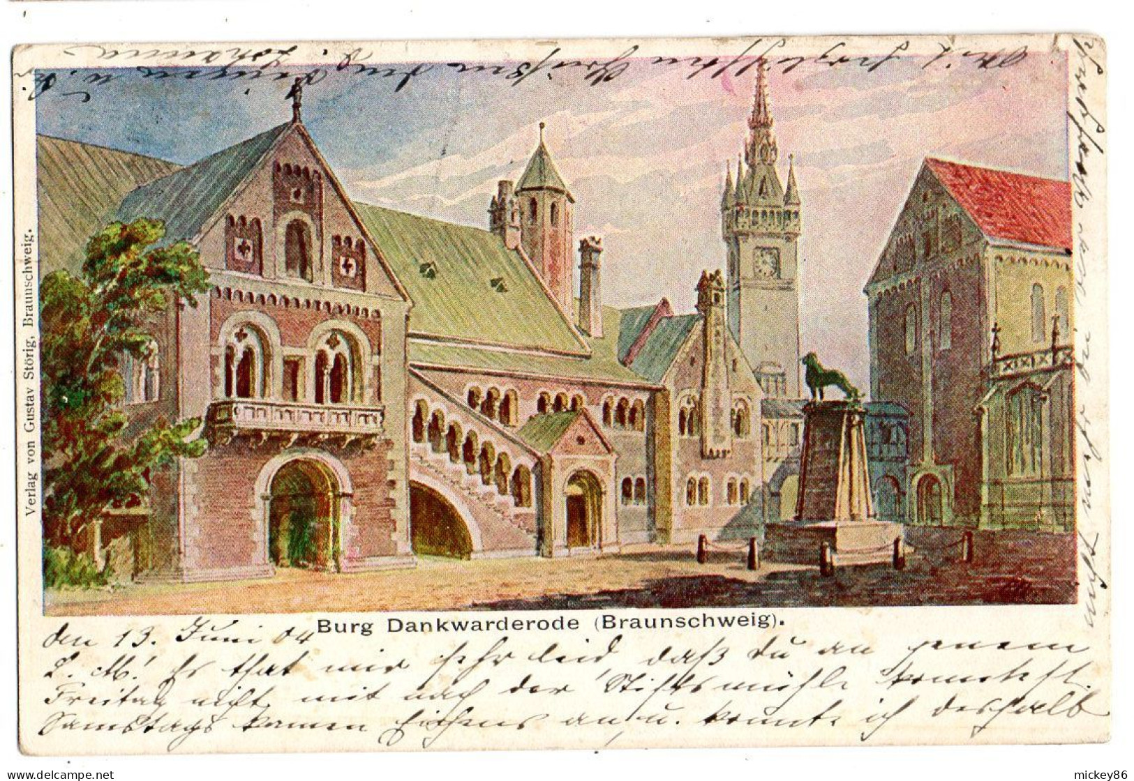 Allemagne -BRAUNSCHWEIG Burg Dankwarderode...carte Précurseur....Litho ... Beau Cachet Drapeau Datée  13.6.04...... - Braunschweig