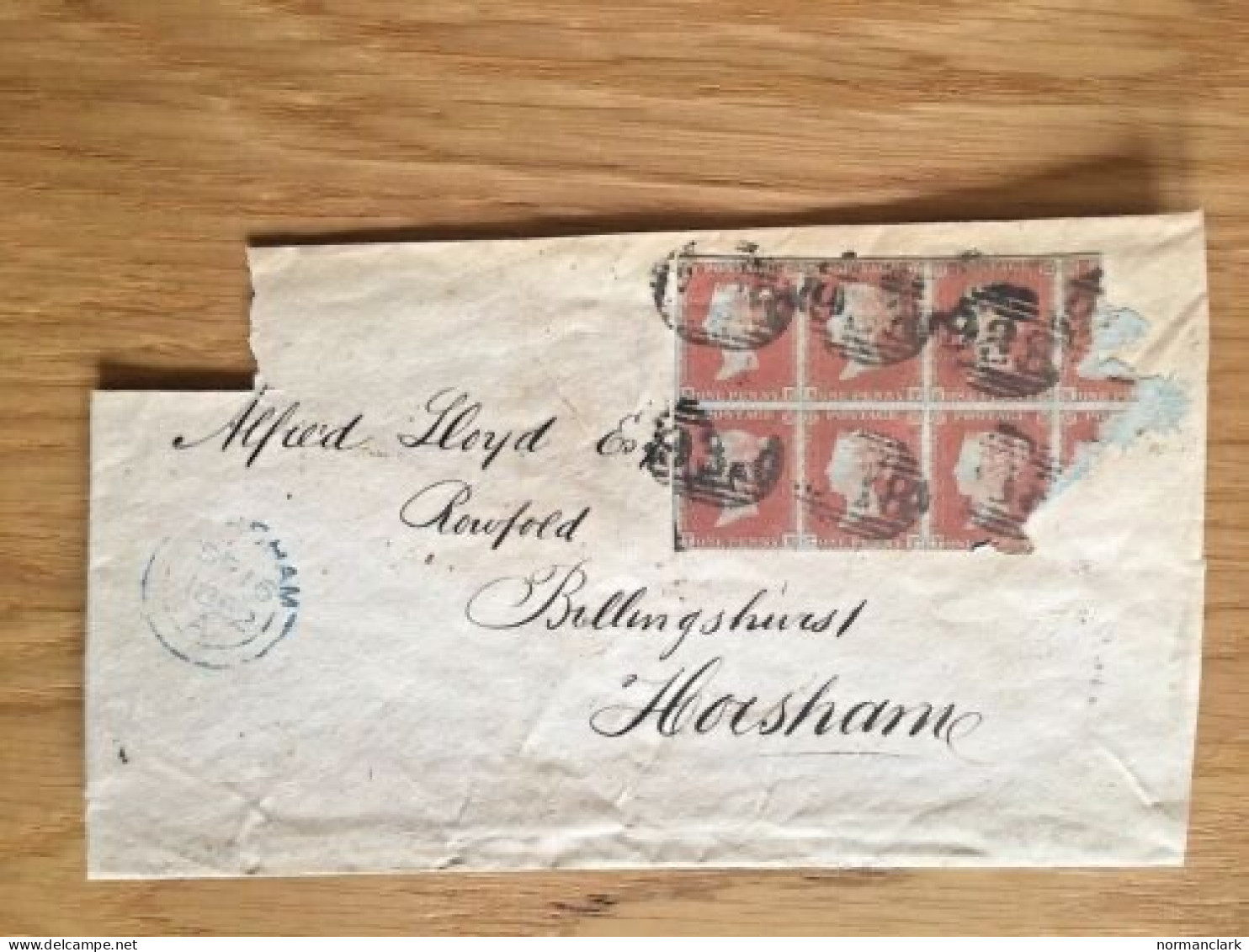 GB 1852 COVER WITH 1841 1d RED BROWN IN BLOCK OF 6 WITH 938 NUMERAL POSTMARK (1) - Covers & Documents