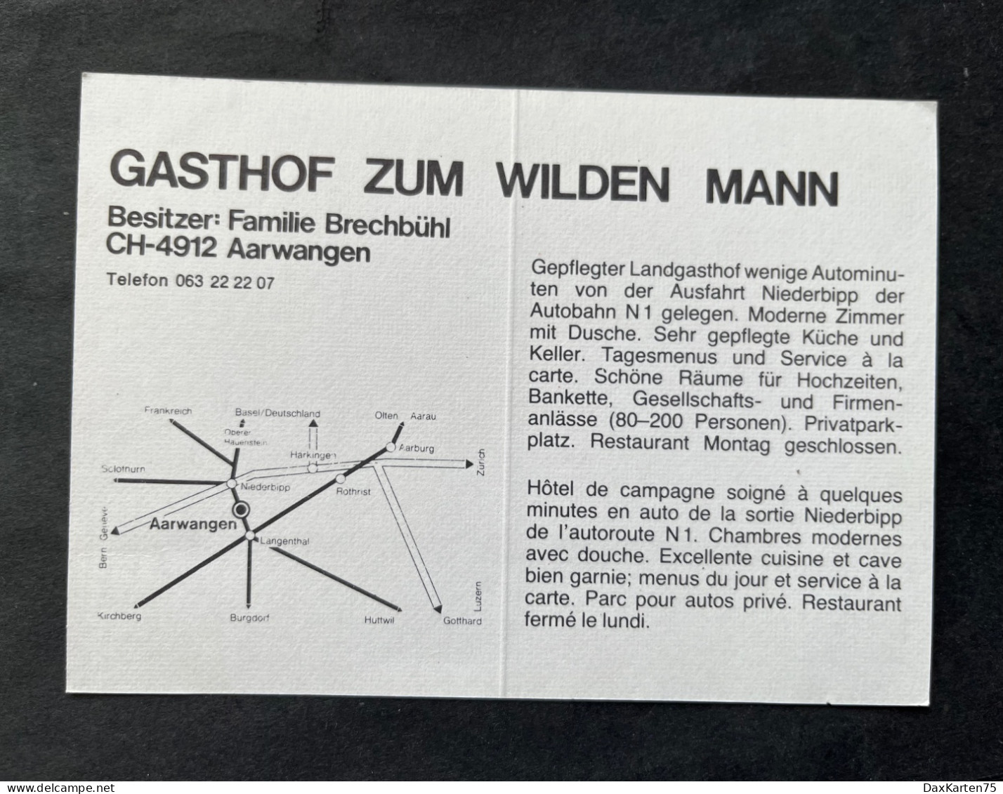 Aarwangen/ GASTHOF ZUM WILDEN MANN/ Faltkarte - Aarwangen