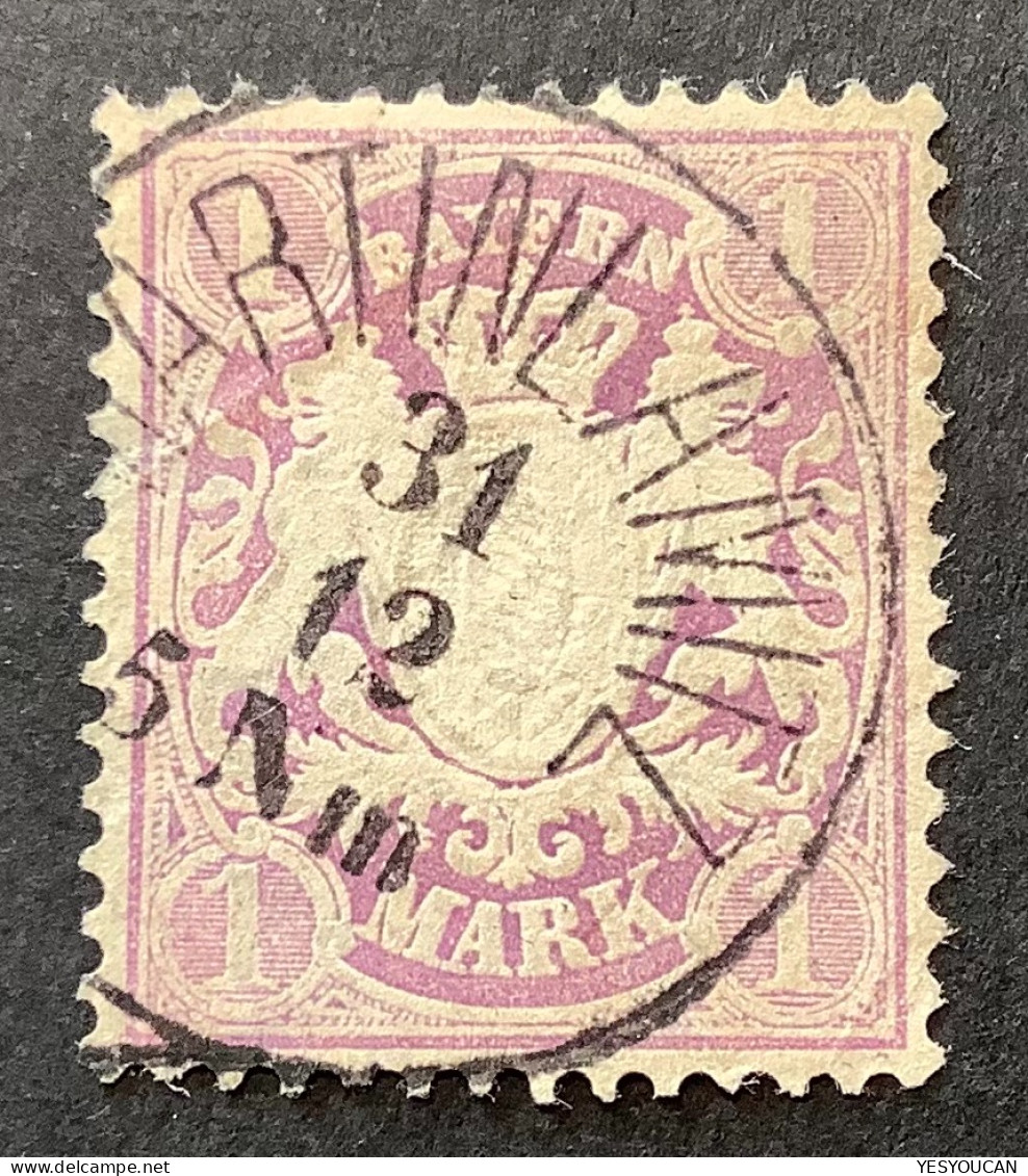 Bayern Mi 31a STEMPEL RARITÄT: MARTINLAMITZ (Schwarzenbach An Der Saale, Rehau, Oberfranken, Hof) 1874 Wappen 1M Gez. - Usati