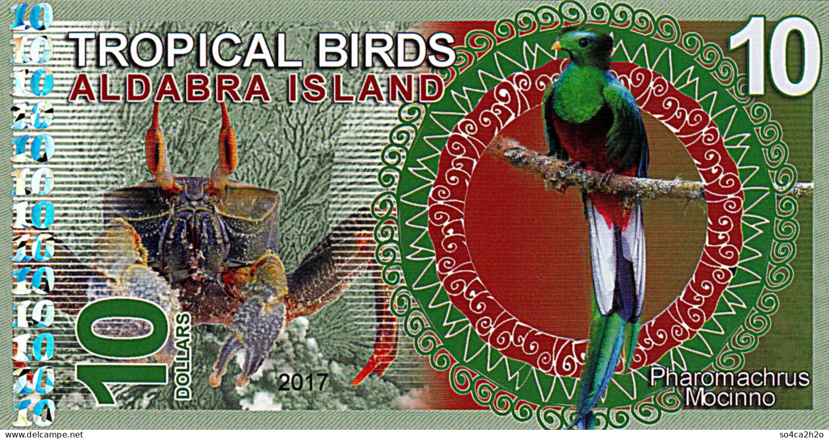Aldabra Islands 10 Dollars 2017 UNC - Fictifs & Spécimens