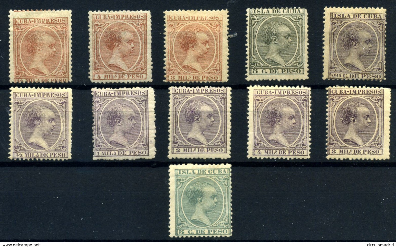 Cuba Nº 106, 11/11, 115, 117, 118/20, 122/3, 127. Año 1890/2 - Unused Stamps