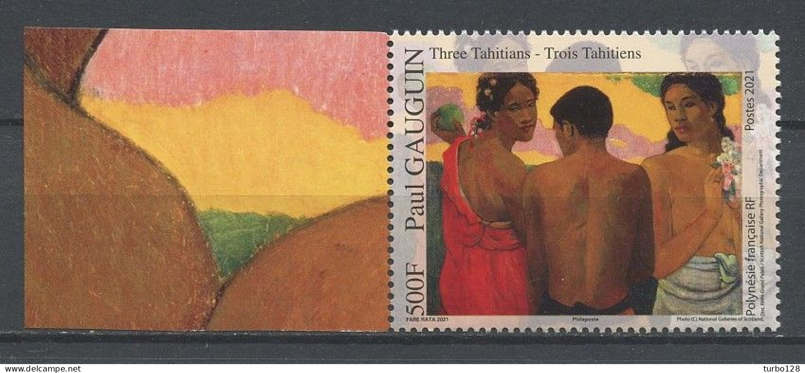 POLYNESIE 2021 N° 1284 ** Neuf MNH Superbe Peintre Paul Gauguin Tableau Trois Hahitiens Détails Paintings - Nuovi