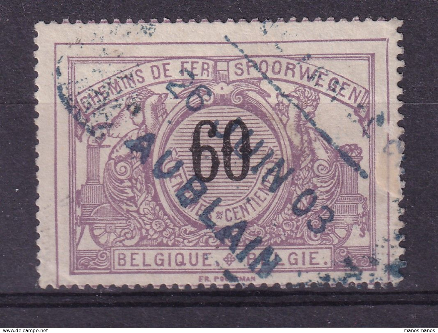 DDEE 036 -- Timbre TR 22 Cachet Oblong AUBLAIN 1903 - Cie Privée Du Chemin De Fer De CHIMAY - Chemin De Fer De Chimay