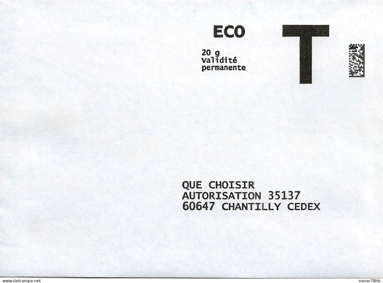 Lettre T, Que Choisir, Eco 20gr - Cartes/Enveloppes Réponse T