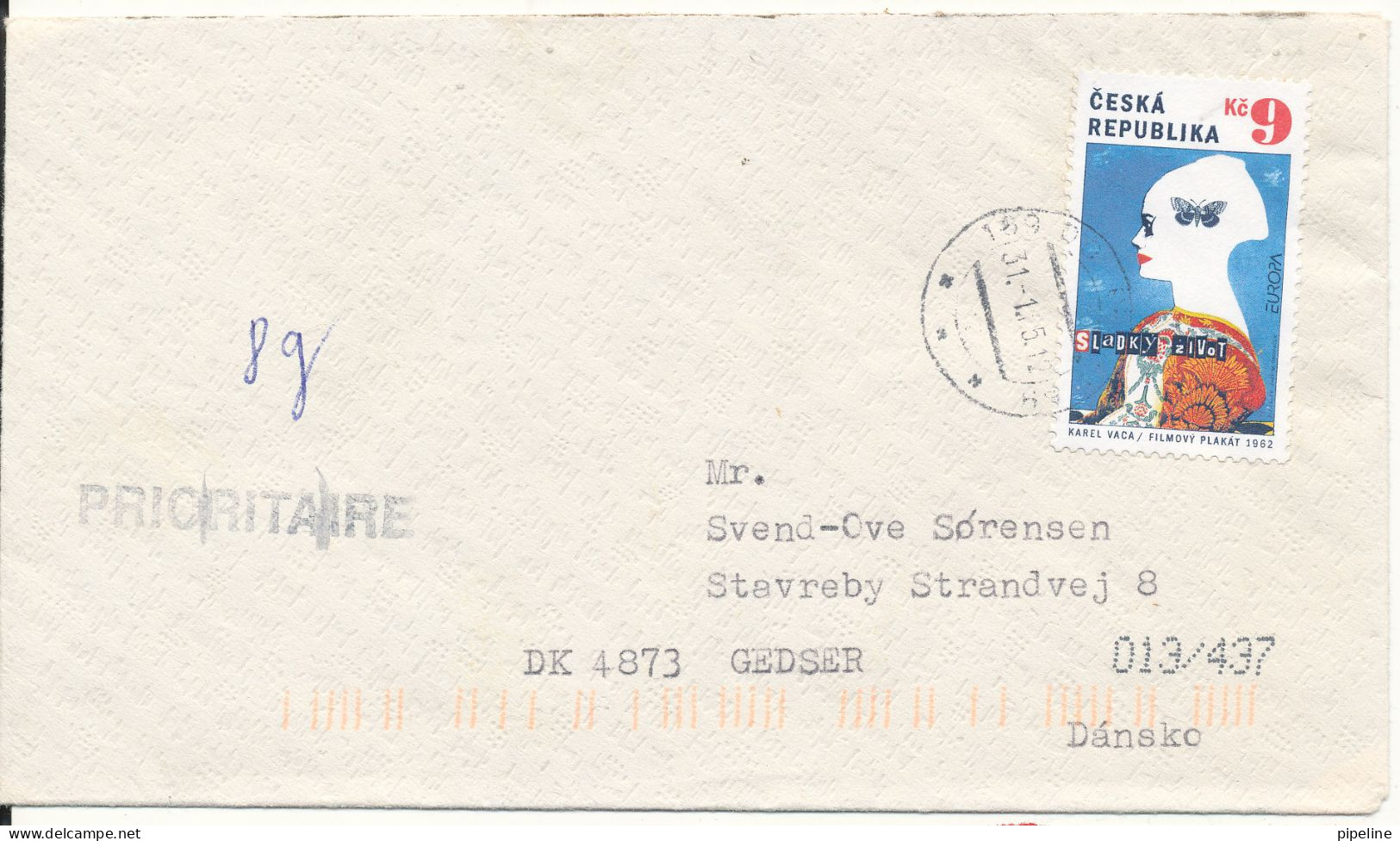 Czech Republic Cover Sent To Denmark 31-1-2015 Single Franked - Covers & Documents