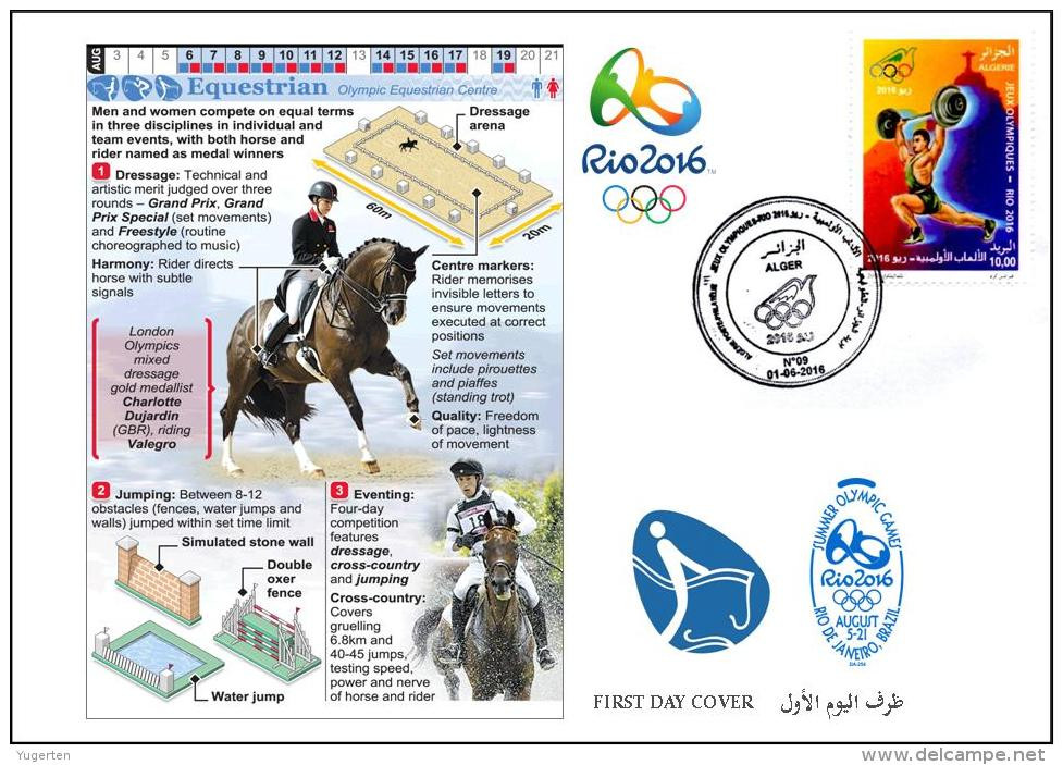 ALGERIE ALGERIA 2016 - FDC Olympic Games Rio 2016 Equestrian Olympische Spiele Olímpicos Olympics Hippisme - Sommer 2016: Rio De Janeiro