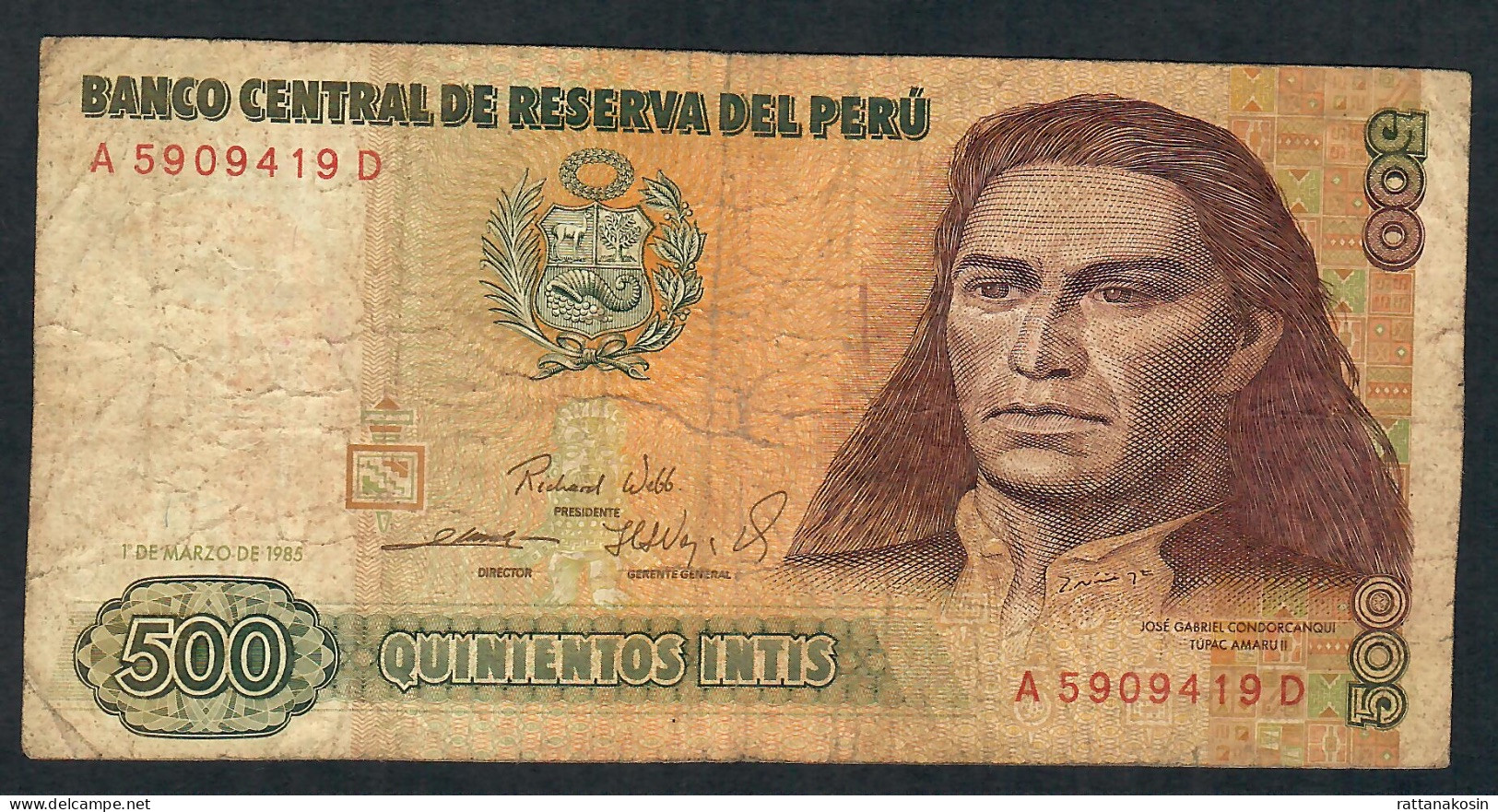 PERU P134a 500 INTIS 1.3.1985 #A/D     FINE - Perù