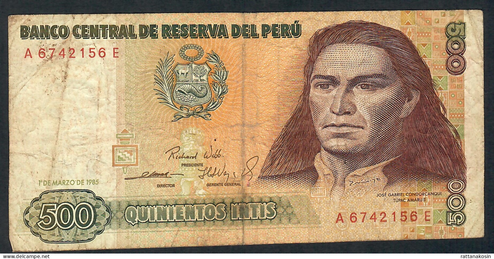 PERU P134a 500 INTIS 1.3.1985 #A/E     FINE - Peru