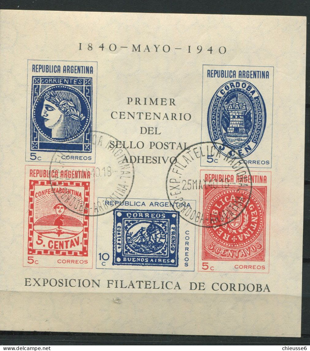 Argentine  Ob   Bloc 3 - Centenaire Du Timbre  Timbre Sur Timbre - Blocks & Sheetlets