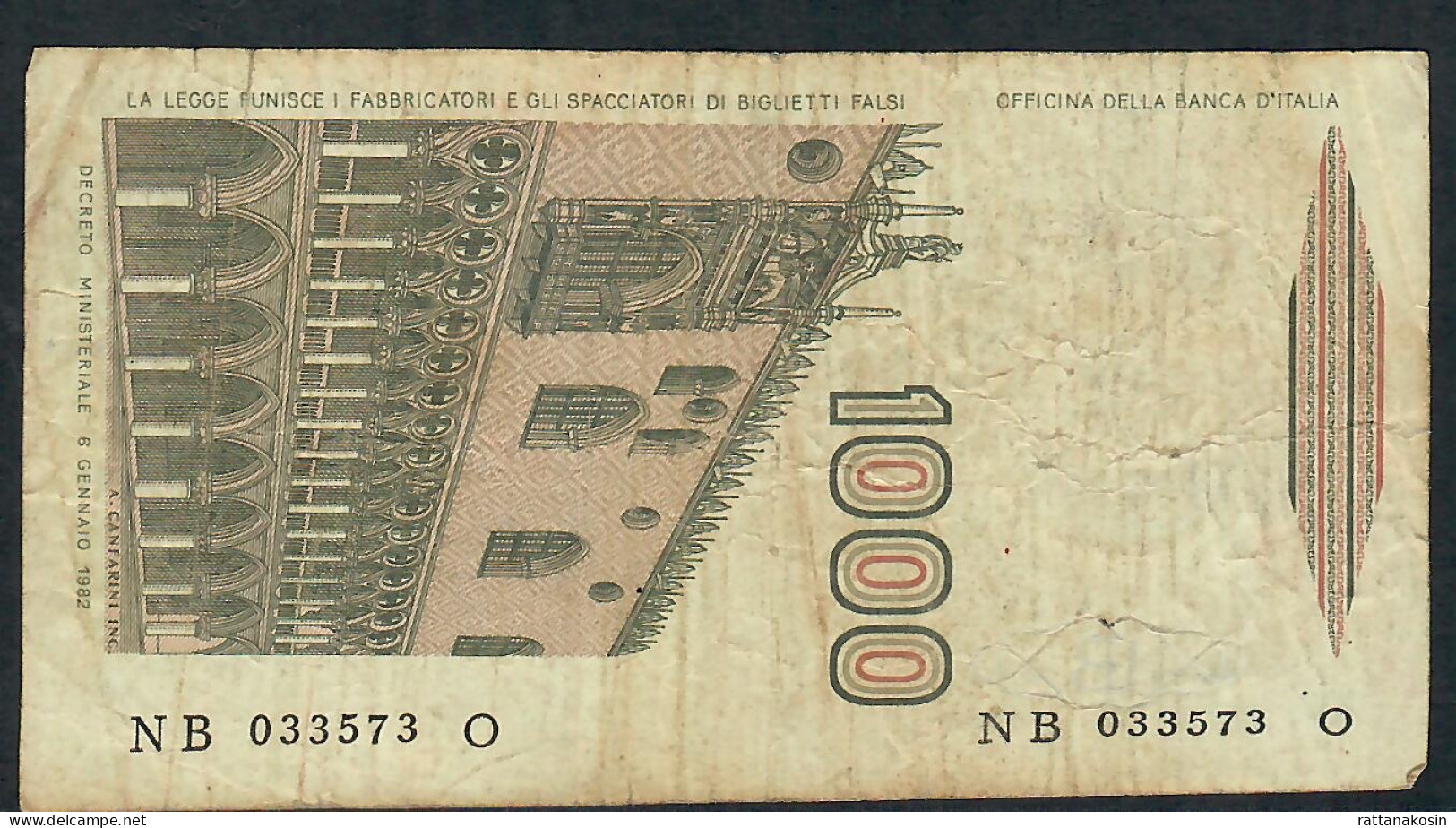 ITALY P109b 1000 LIRE 1982 #NB/O     FINE - 1.000 Lire